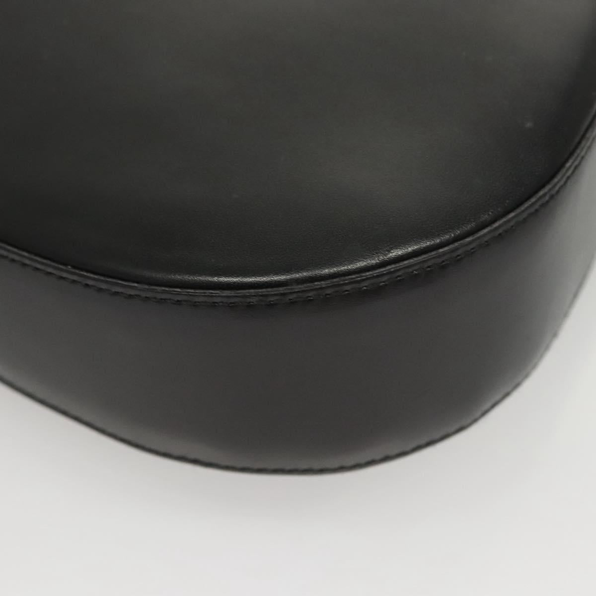 Salvatore Ferragamo Gancini Shoulder Bag Leather Black Silver Auth BA2413