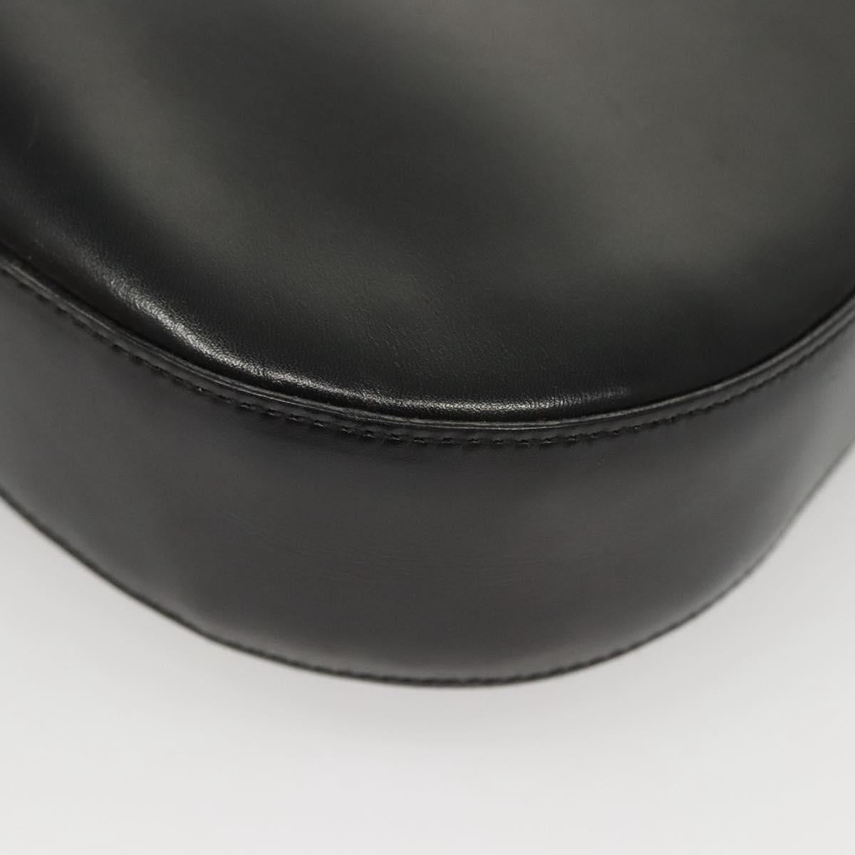 Salvatore Ferragamo Gancini Shoulder Bag Leather Black Silver Auth BA2413