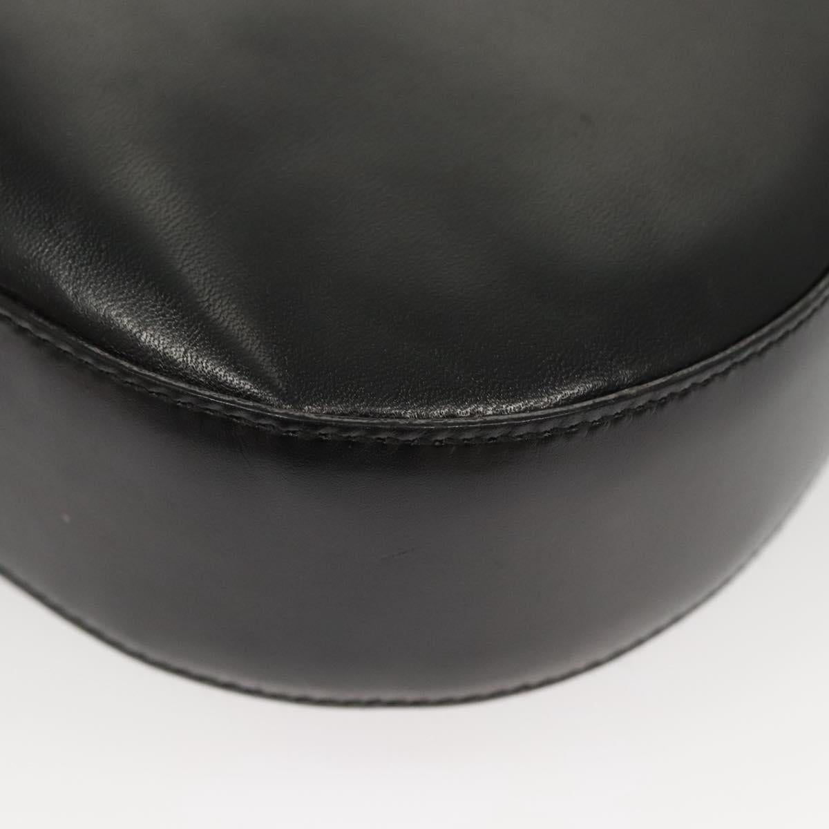 Salvatore Ferragamo Gancini Shoulder Bag Leather Black Silver Auth BA2413