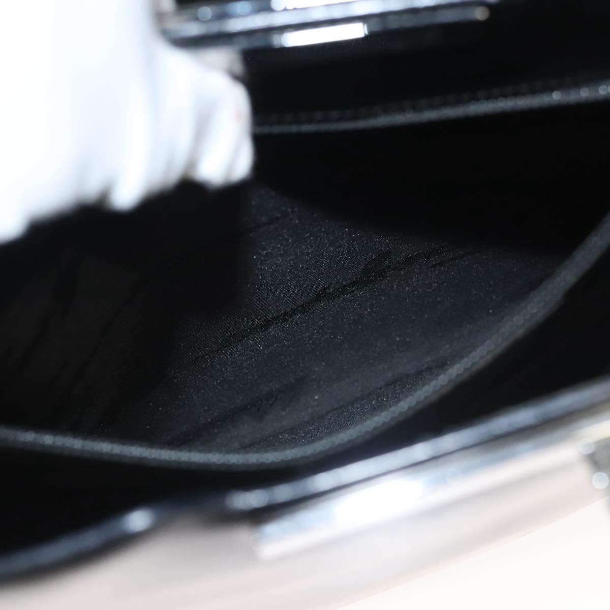 Salvatore Ferragamo Gancini Shoulder Bag Leather Black Silver Auth BA2413