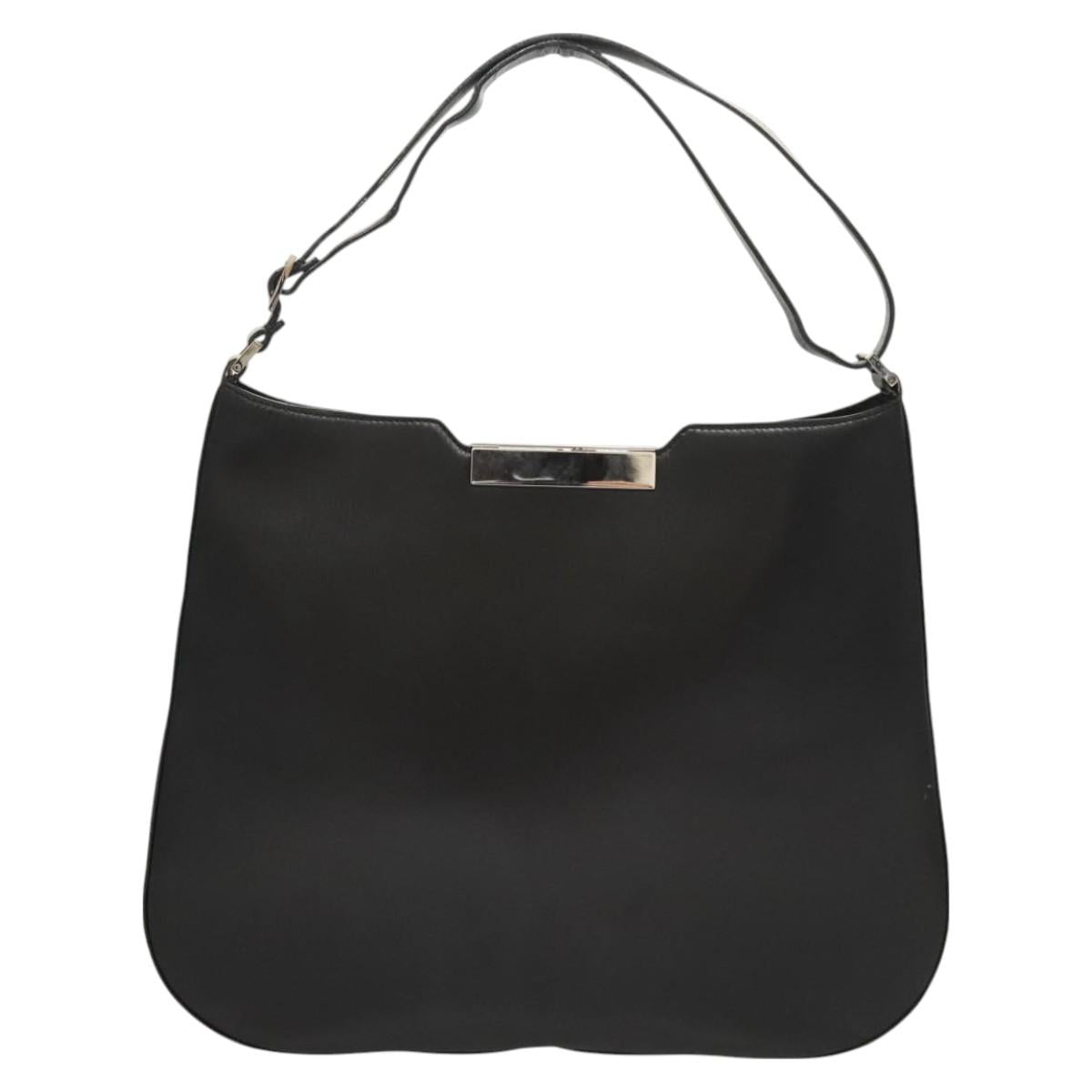 Salvatore Ferragamo Gancini Shoulder Bag Leather Black Silver Auth BA2413