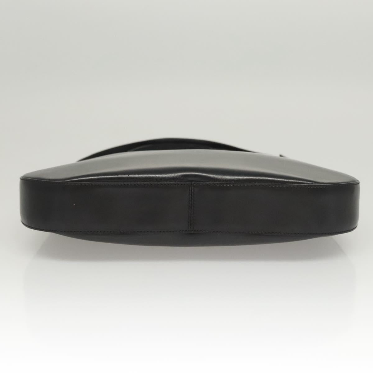 Salvatore Ferragamo Gancini Shoulder Bag Leather Black Silver Auth BA2413