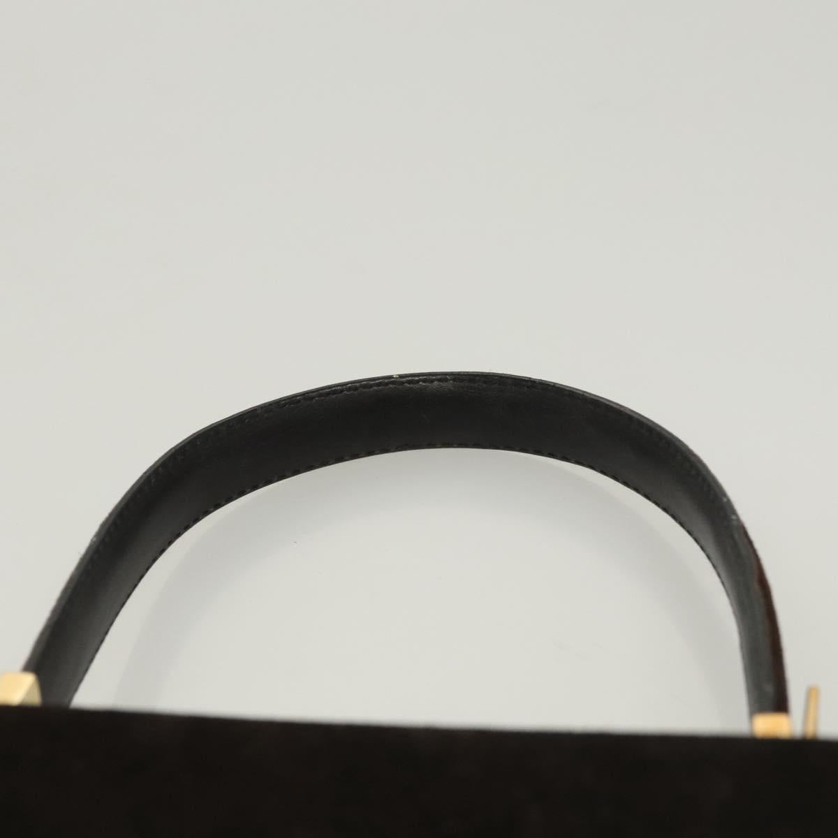Salvatore Ferragamo Gancini Hand Bag Suede 2way Black Gold Auth BA2414