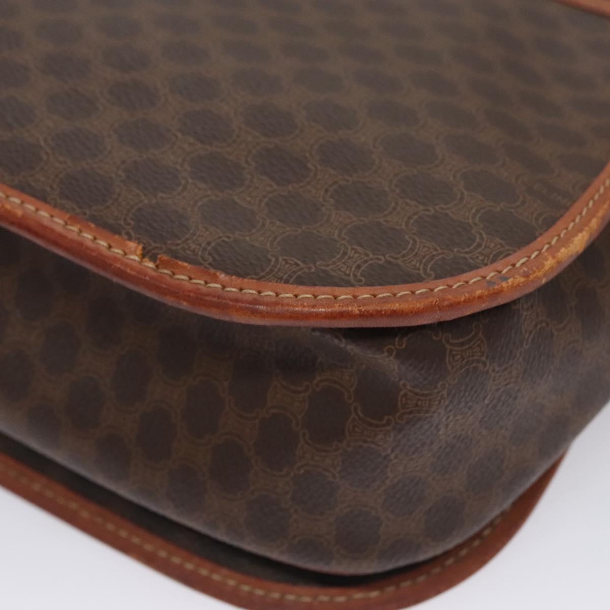 CELINE Macadam Canvas Shoulder Bag PVC Leather Brown Auth BA242