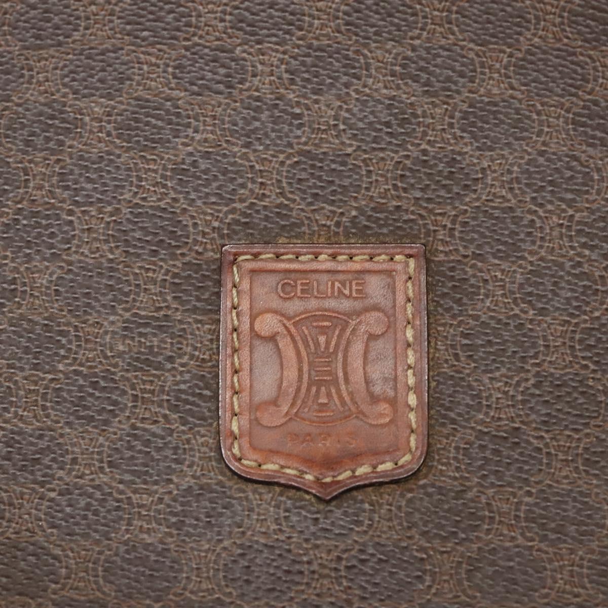 CELINE Macadam Canvas Shoulder Bag PVC Leather Brown Auth BA242