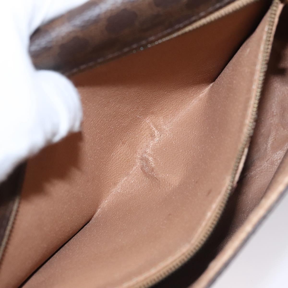 CELINE Macadam Canvas Shoulder Bag PVC Leather Brown Auth BA242