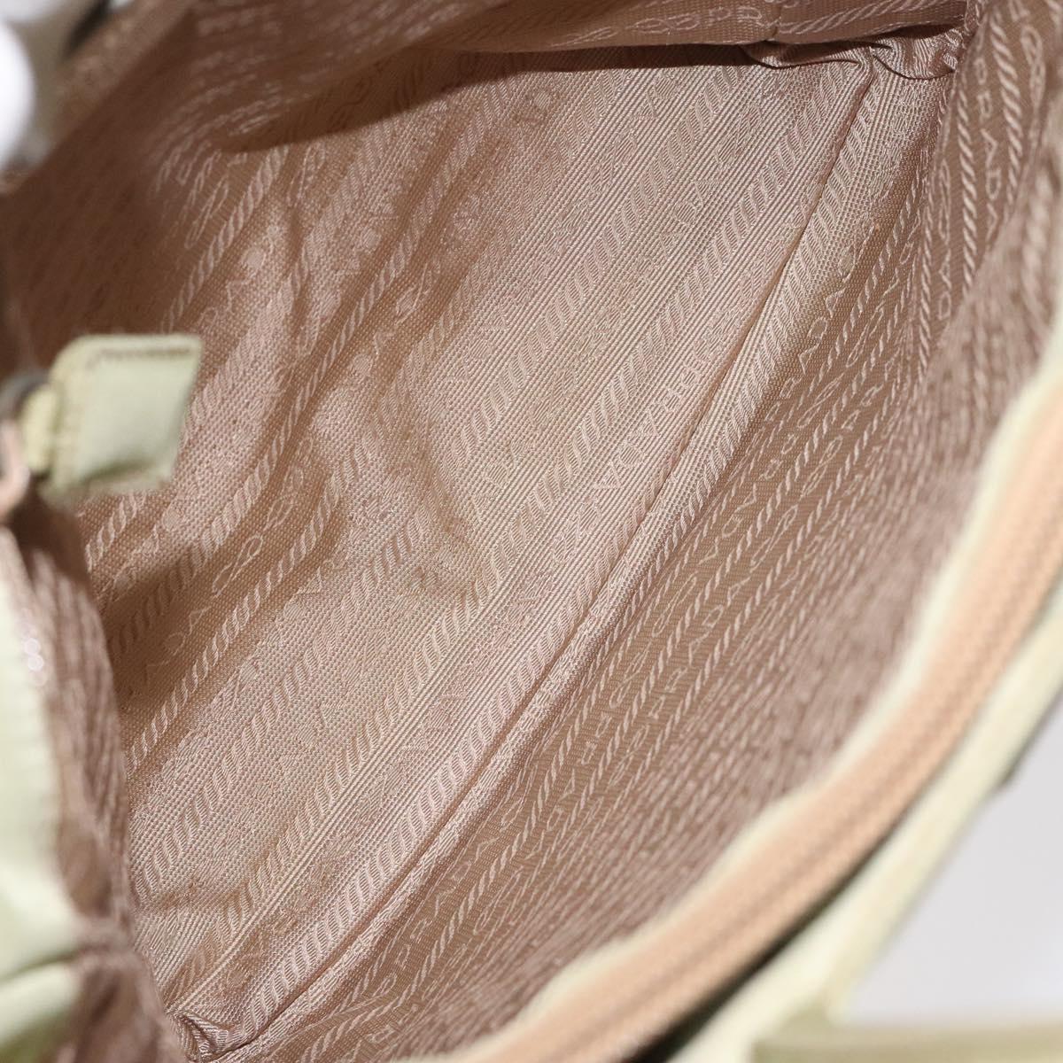 PRADA Hand Bag Nylon Beige Auth BA2425