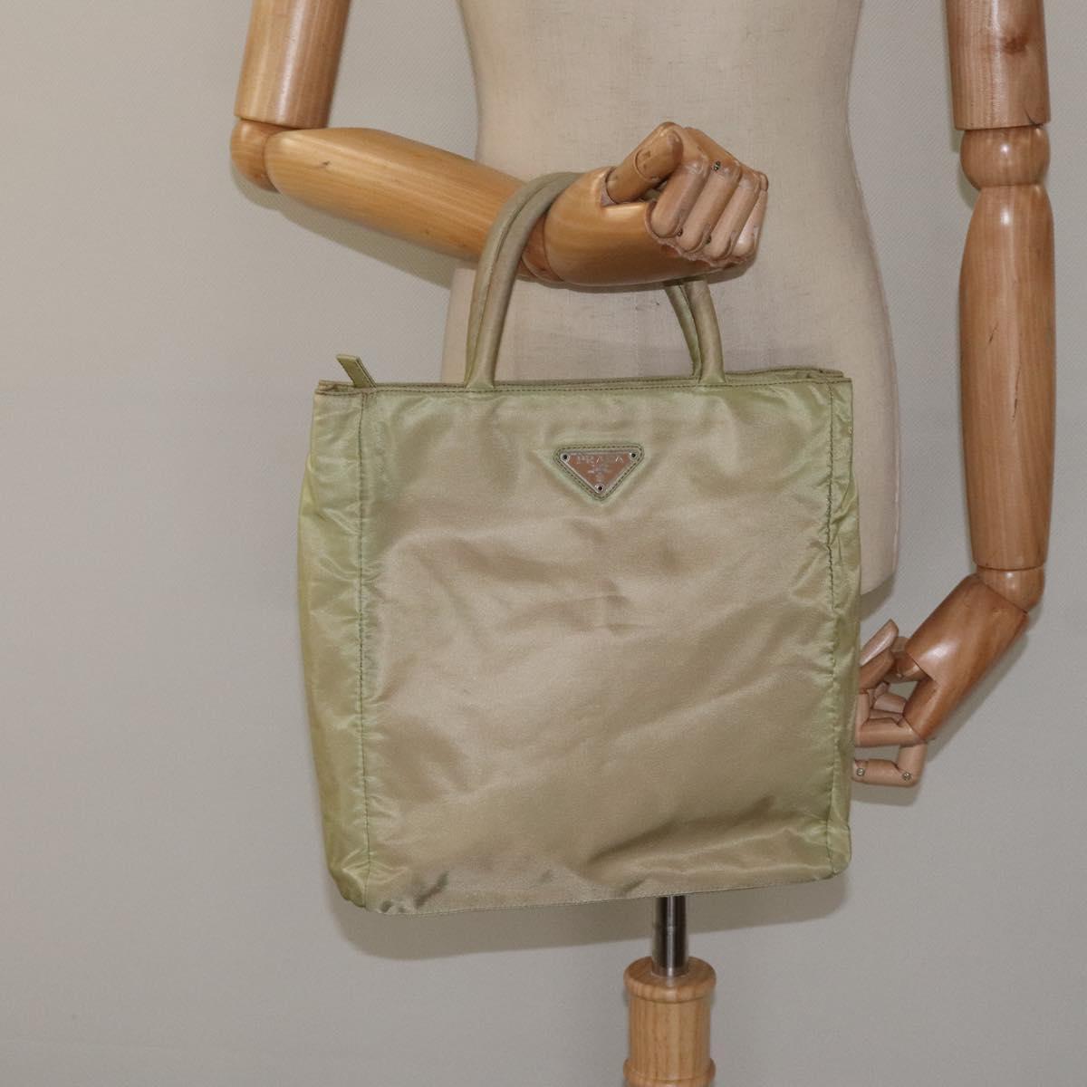 PRADA Hand Bag Nylon Beige Auth BA2425