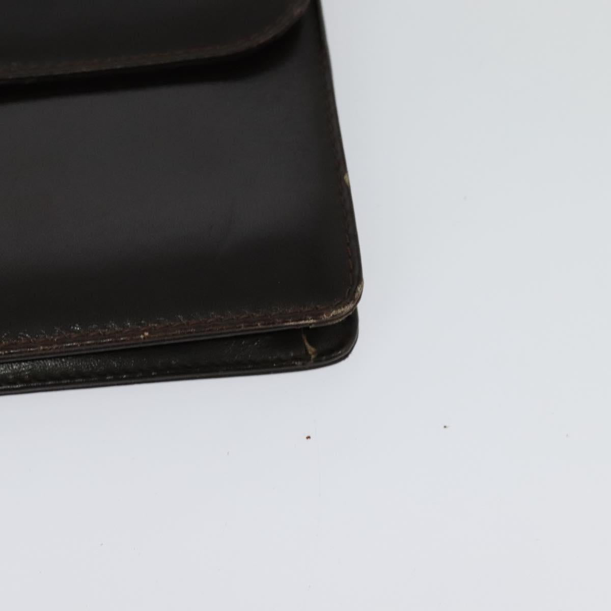 CELINE Chain Shoulder Bag Leather Brown Gold Auth BA2445