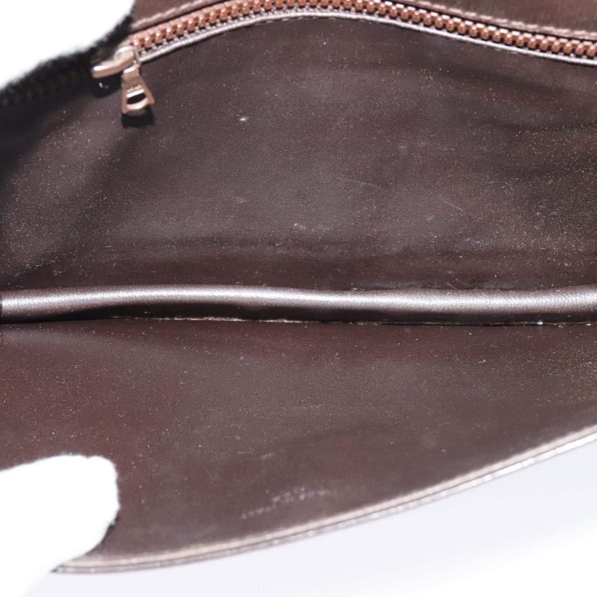 CELINE Chain Shoulder Bag Leather Brown Gold Auth BA2445