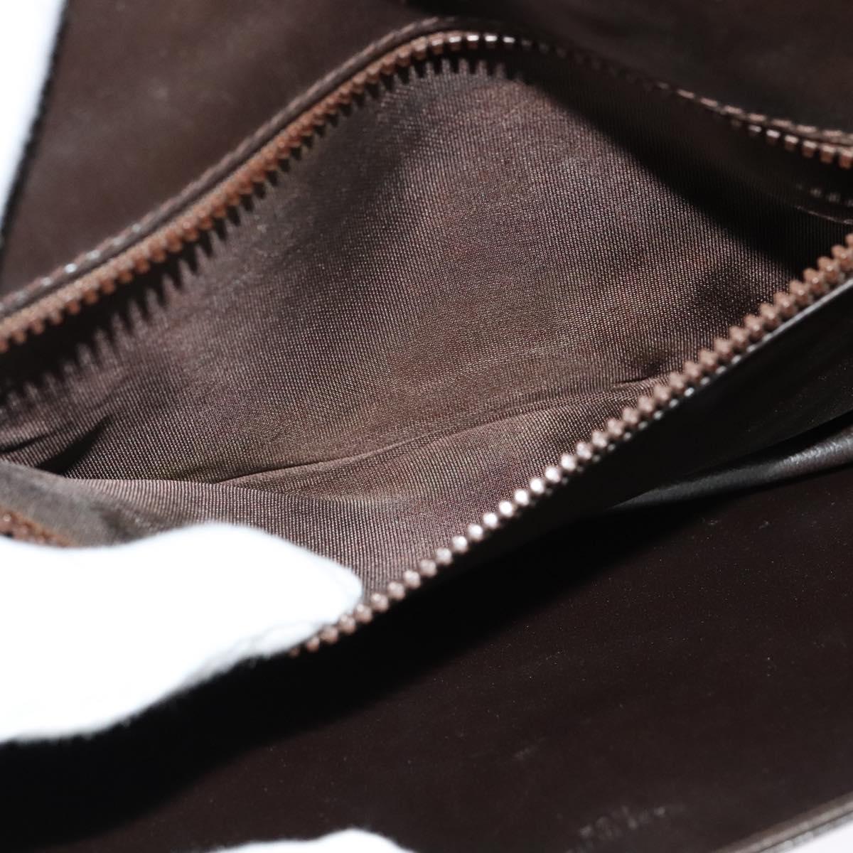 CELINE Chain Shoulder Bag Leather Brown Gold Auth BA2445
