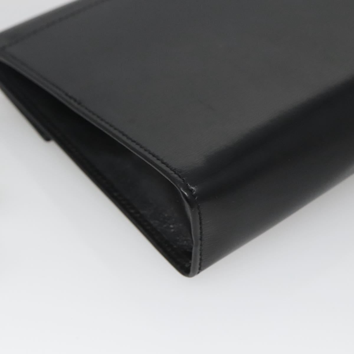 CELINE Pouch Leather Black Gold Auth BA2446