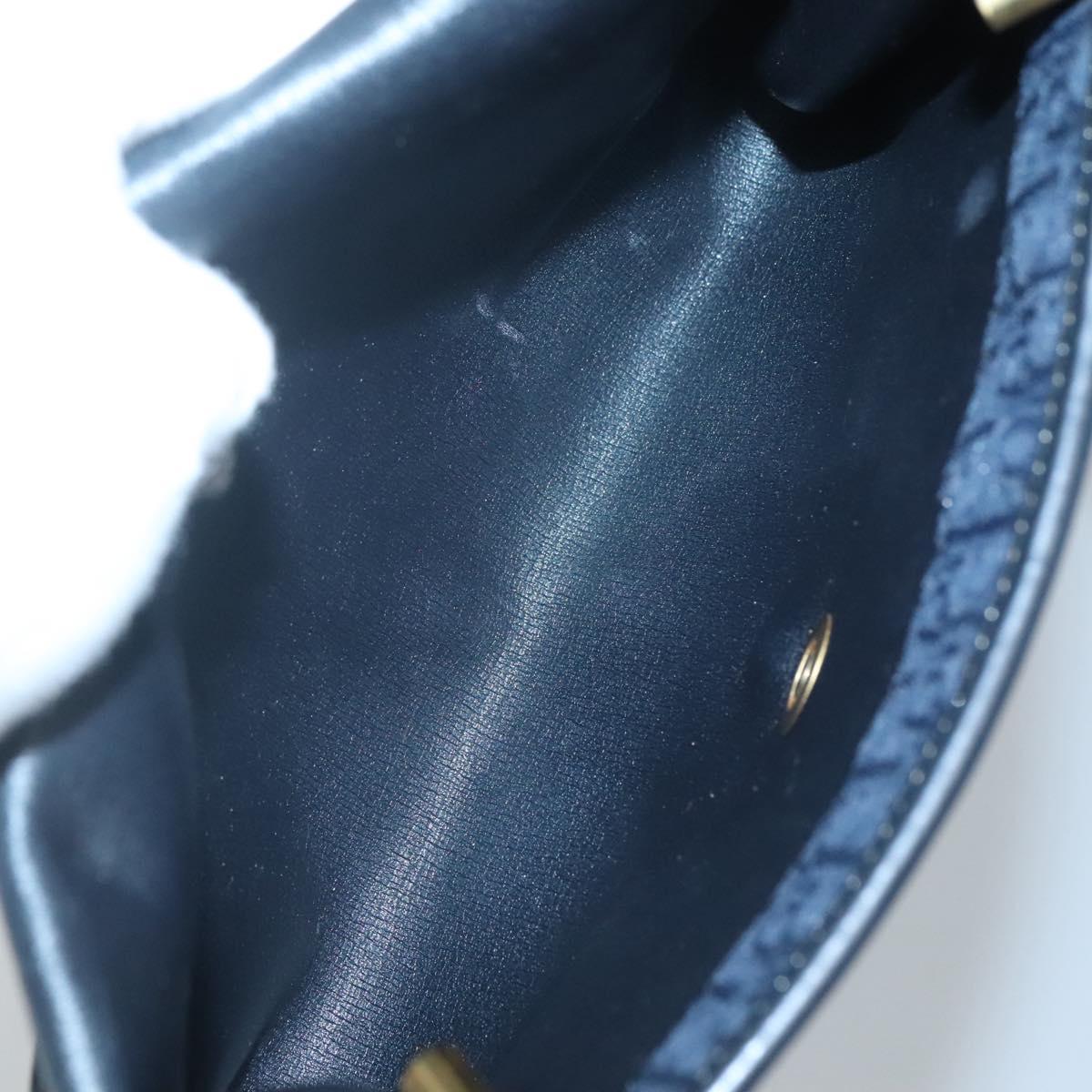 Christian Dior Trotter Canvas Shoulder Bag Navy Gold Auth BA2448
