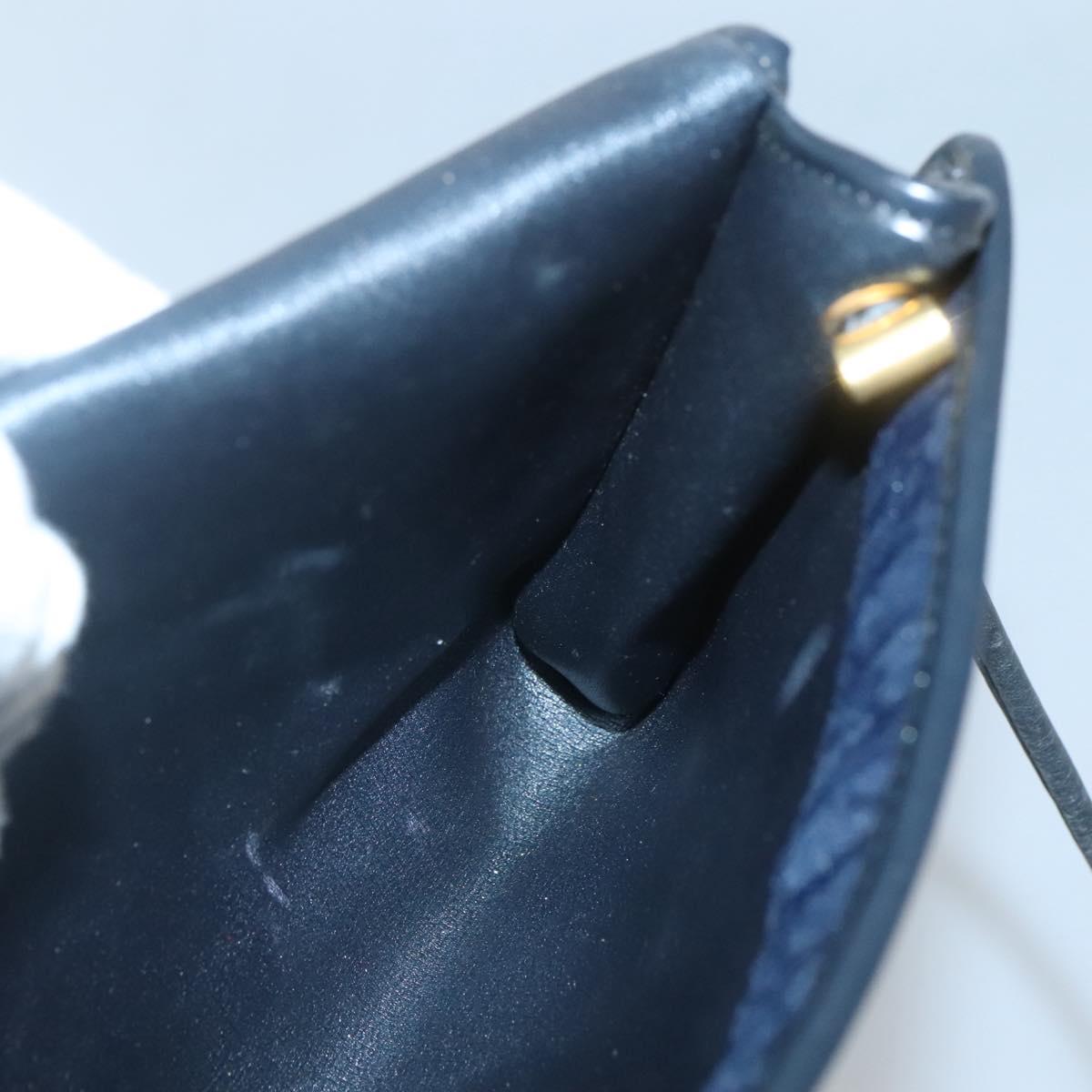 Christian Dior Trotter Canvas Shoulder Bag Navy Gold Auth BA2448