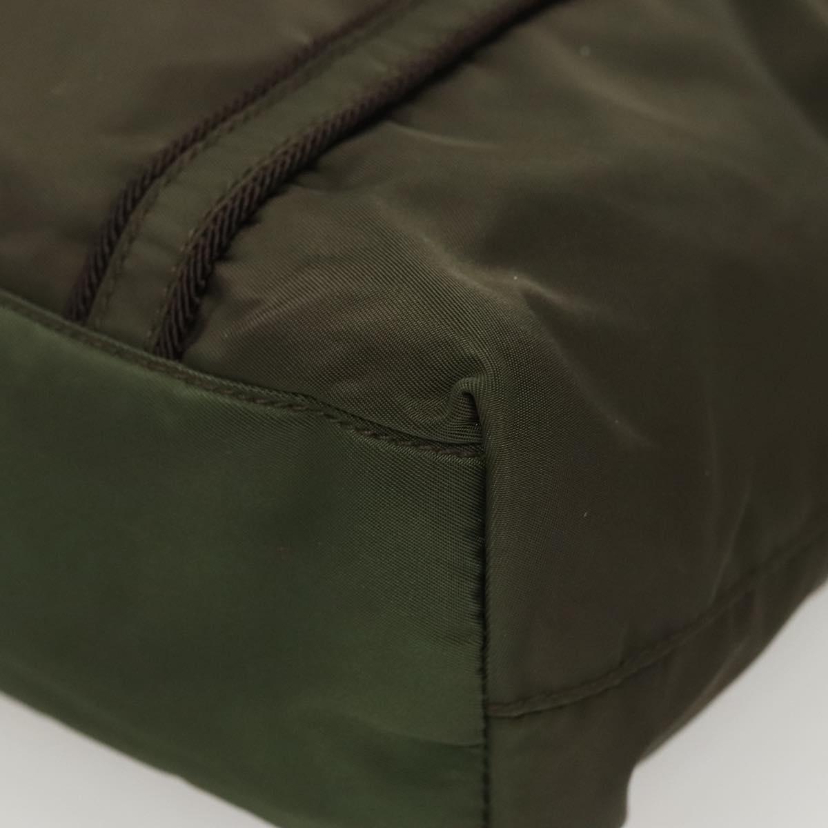 PRADA Shoulder Bag Nylon Khaki Silver Auth BA2451