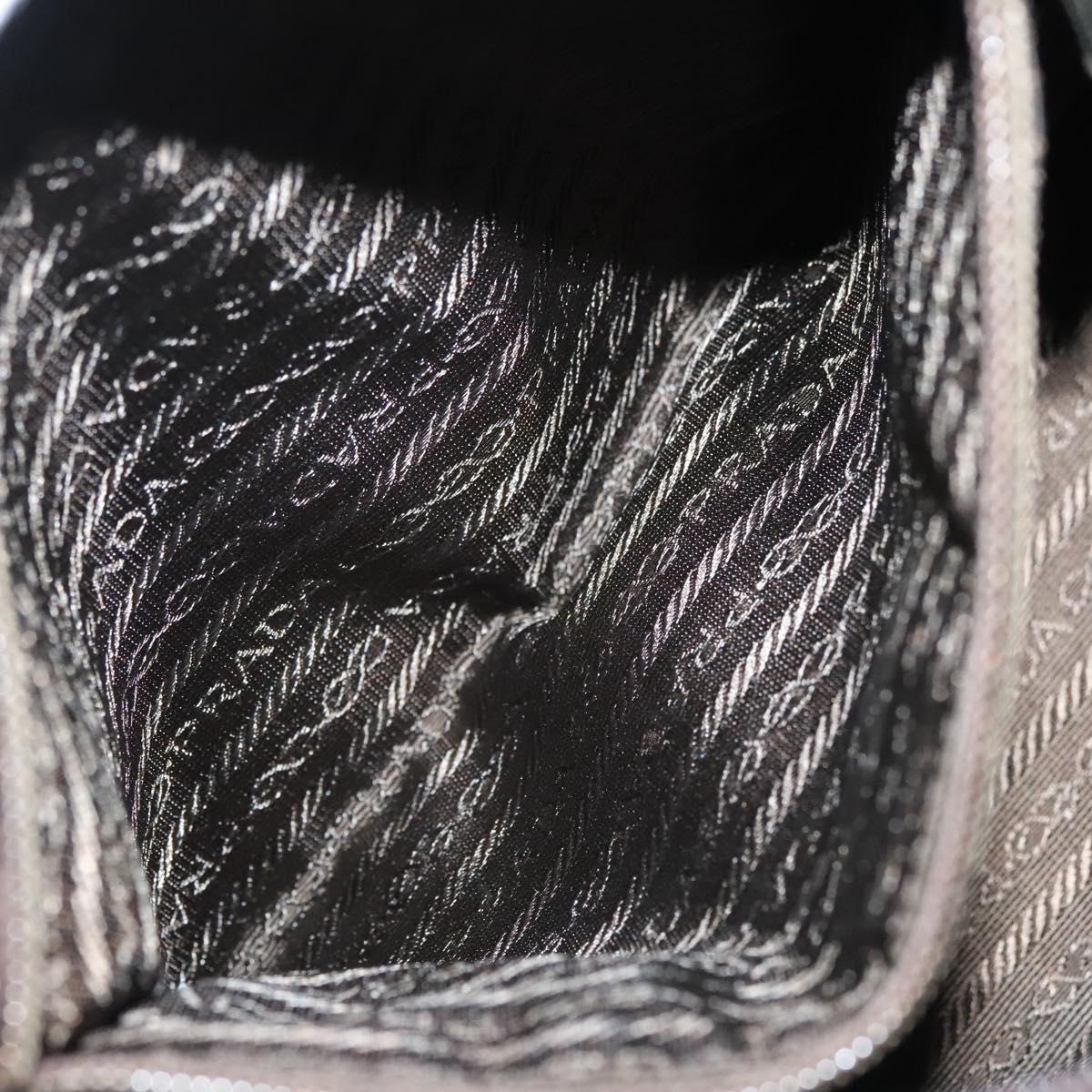 PRADA Shoulder Bag Nylon Khaki Silver Auth BA2451