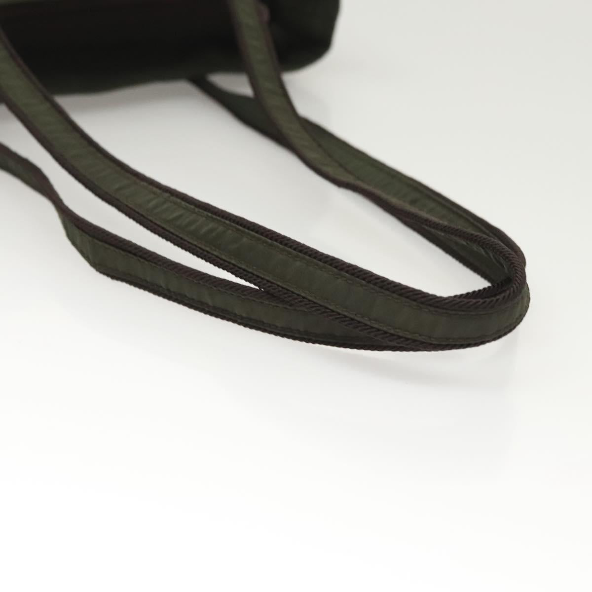 PRADA Shoulder Bag Nylon Khaki Silver Auth BA2451