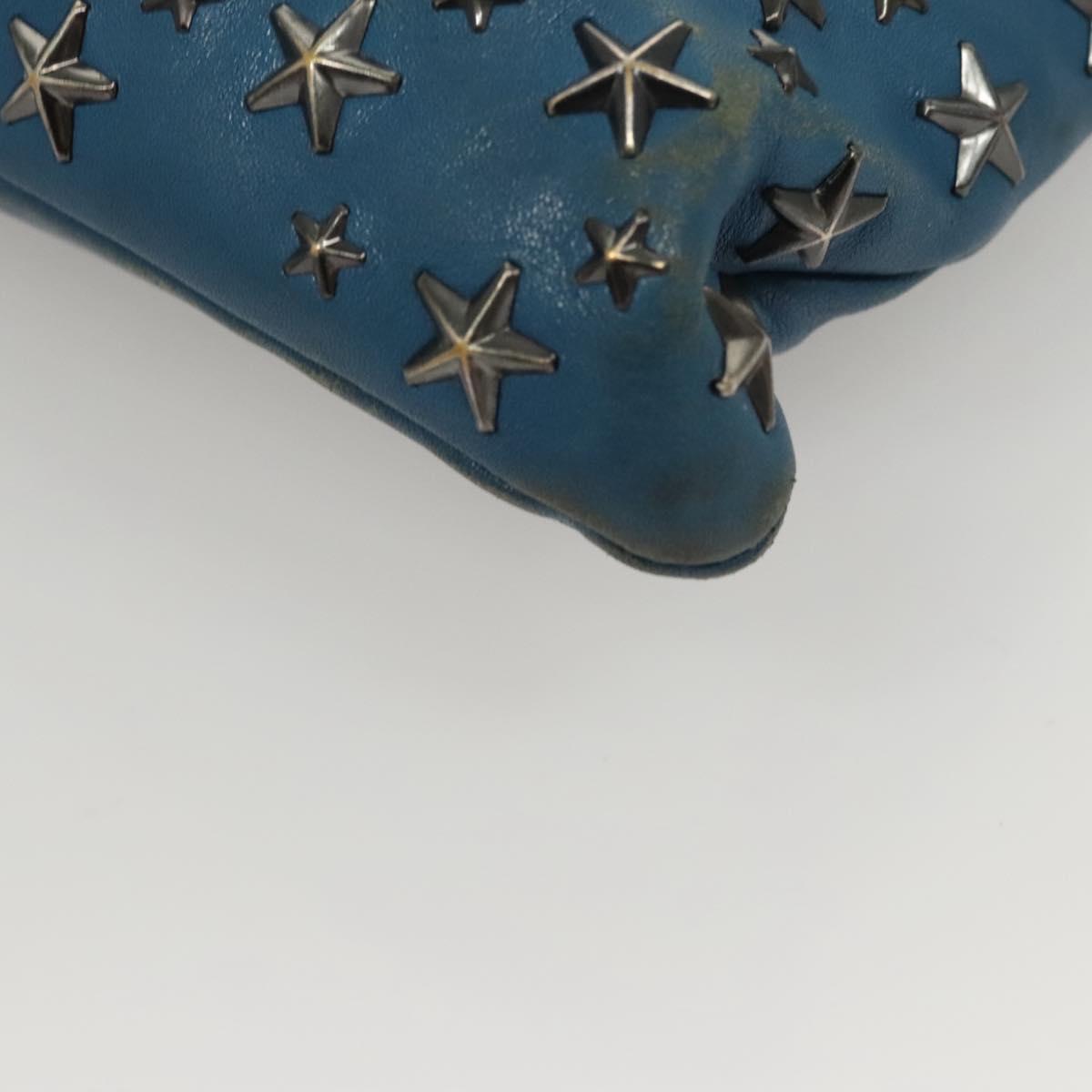 Jimmy Choo Studs Clutch Bag Leather Blue Silver Auth BA2456