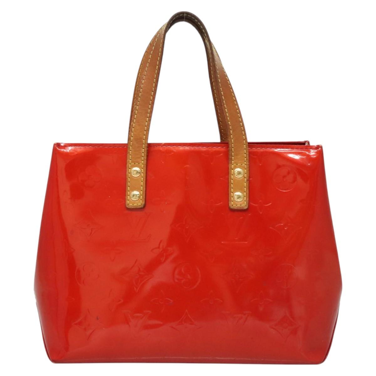 LOUIS VUITTON Monogram Vernis Reade PM Hand Bag Red Rouge M91088 LV Auth BA2461