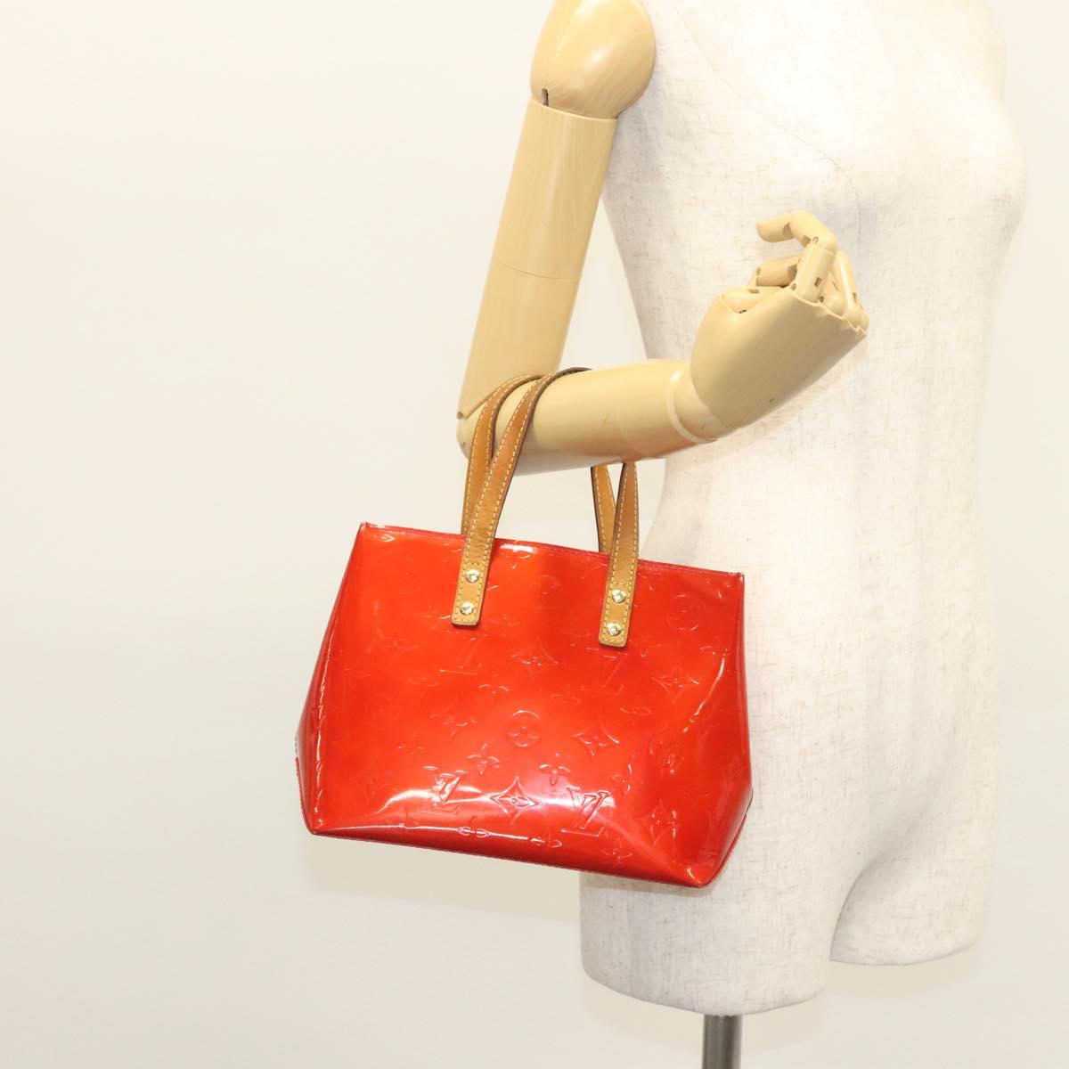 LOUIS VUITTON Monogram Vernis Reade PM Hand Bag Red Rouge M91088 LV Auth BA2461