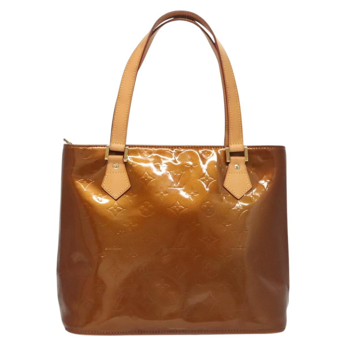 LOUIS VUITTON Monogram Vernis Houston Hand Bag Bronze M91122 LV Auth BA2464