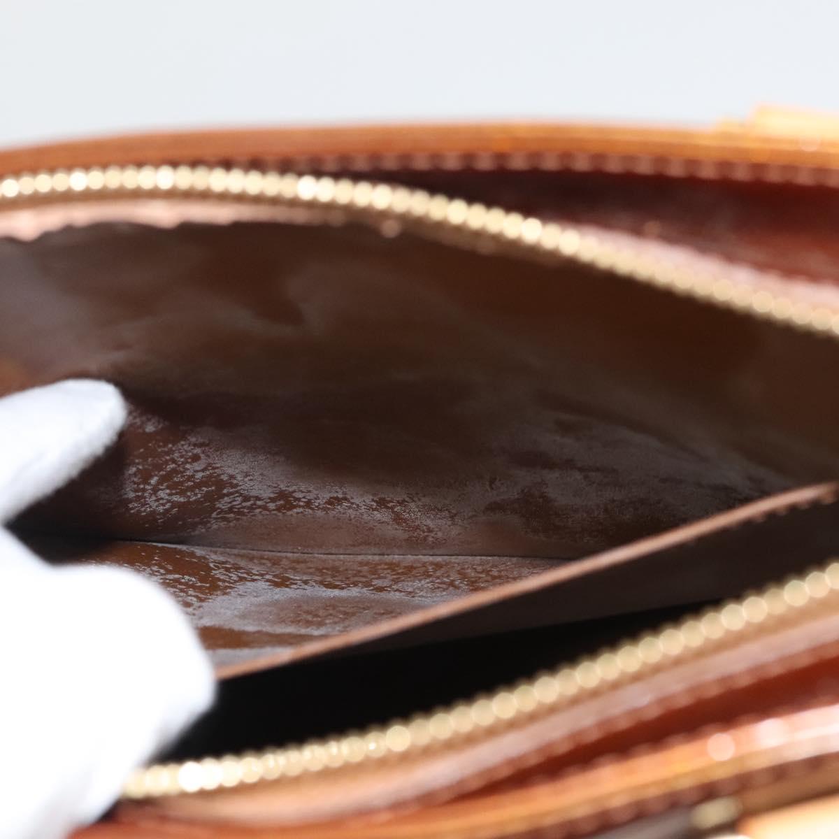 LOUIS VUITTON Monogram Vernis Houston Hand Bag Bronze M91122 LV Auth BA2464