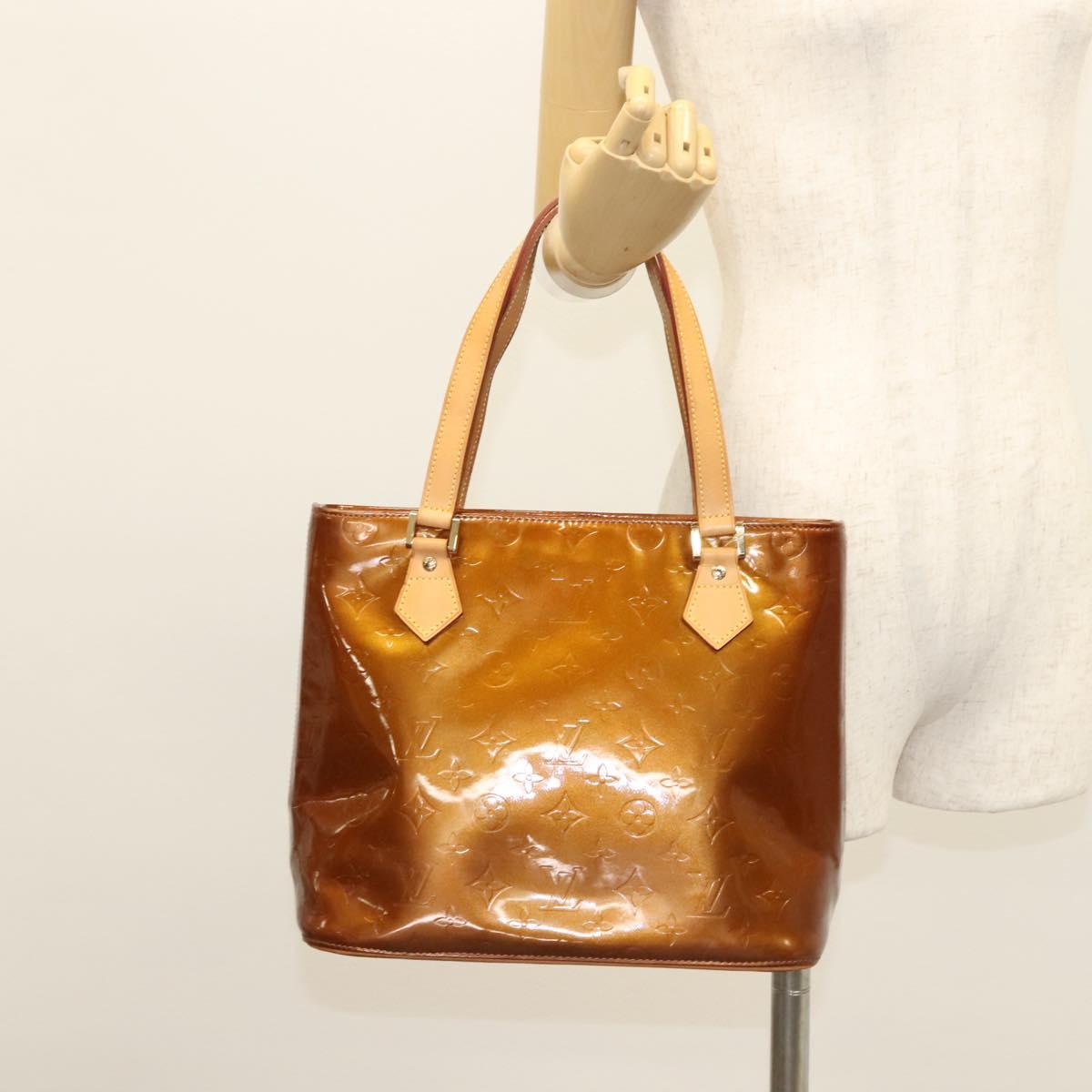 LOUIS VUITTON Monogram Vernis Houston Hand Bag Bronze M91122 LV Auth BA2464