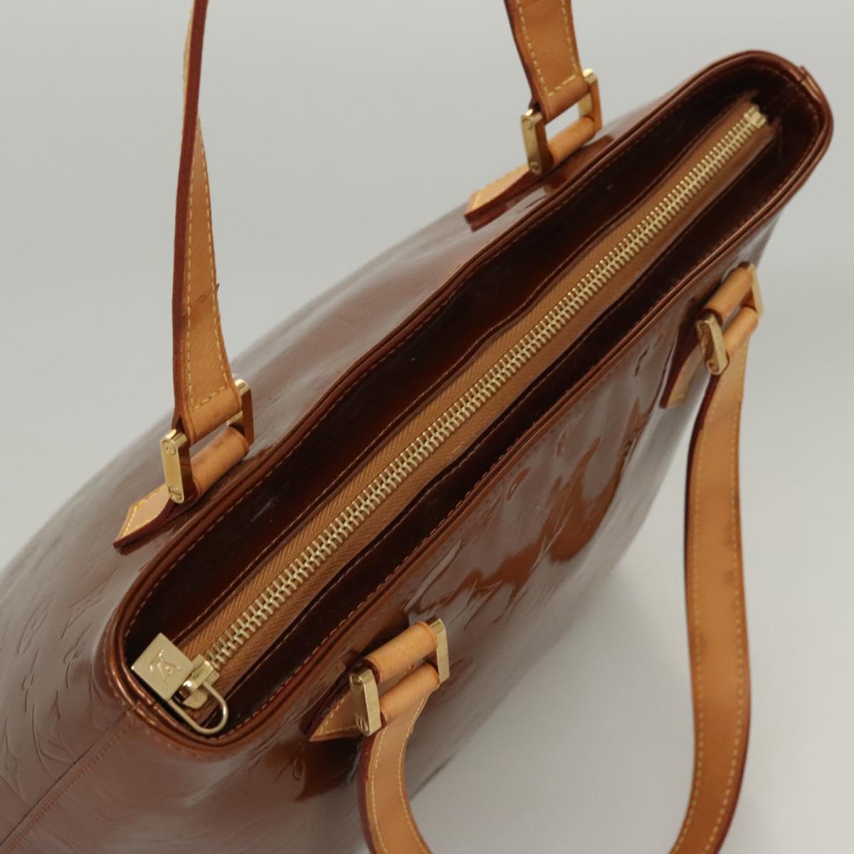 LOUIS VUITTON Monogram Vernis Houston Hand Bag Bronze M91122 LV Auth BA2464