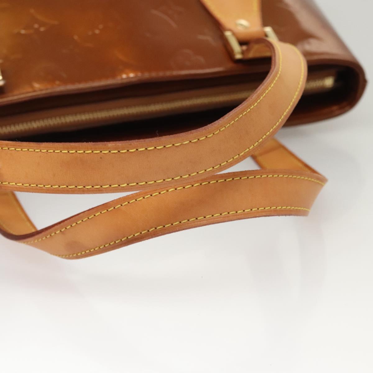 LOUIS VUITTON Monogram Vernis Houston Hand Bag Bronze M91122 LV Auth BA2464