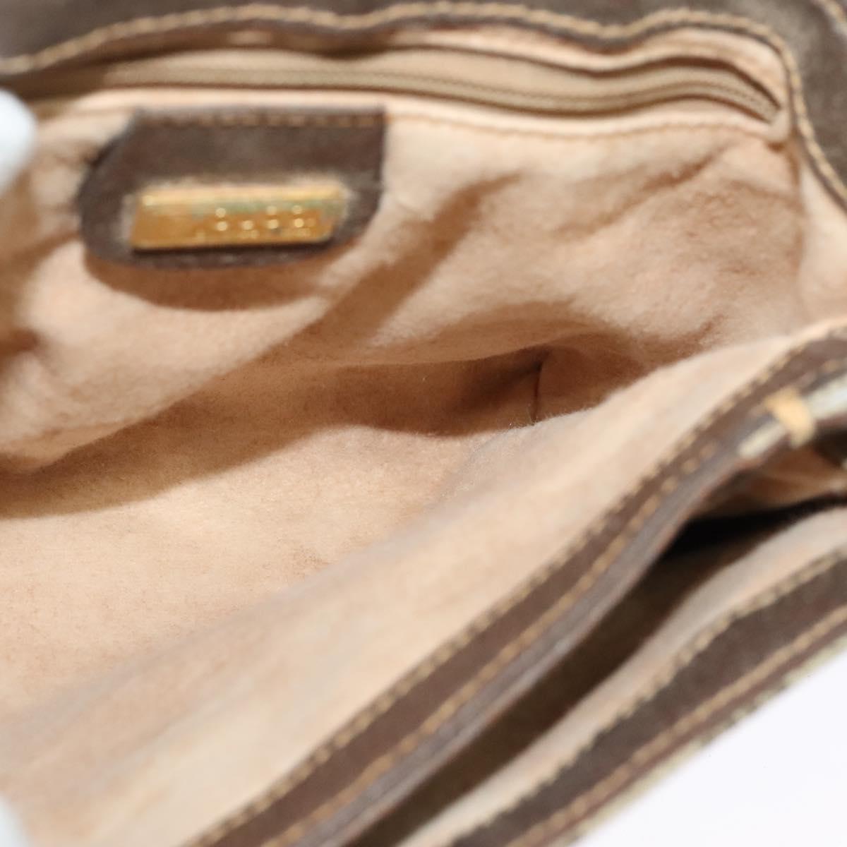 GUCCI GG Supreme Shoulder Bag PVC Beige Gold Auth BA2472