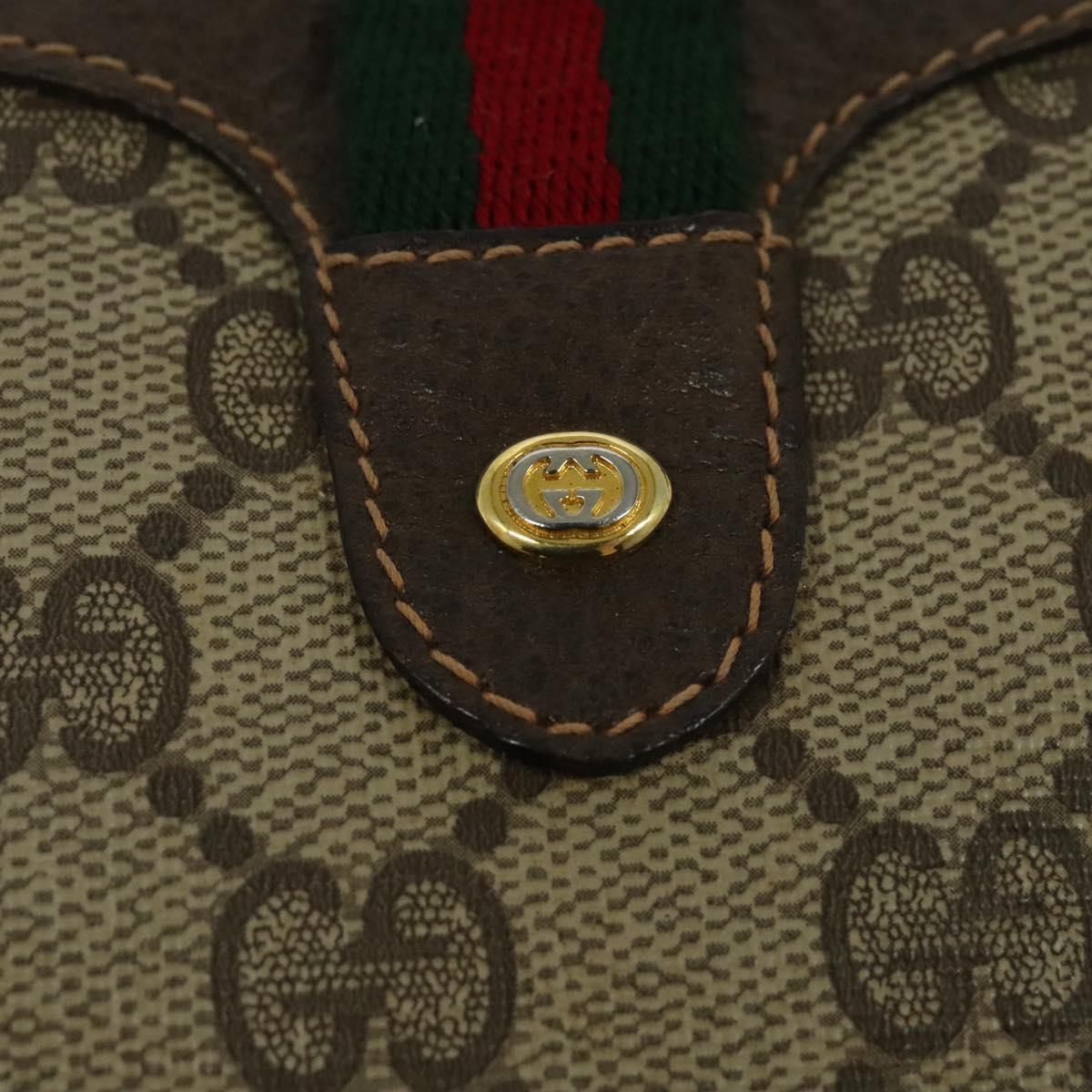 GUCCI GG Supreme Web Sherry Line Bag PVC Beige Gold 89 02 066 Auth BA2473