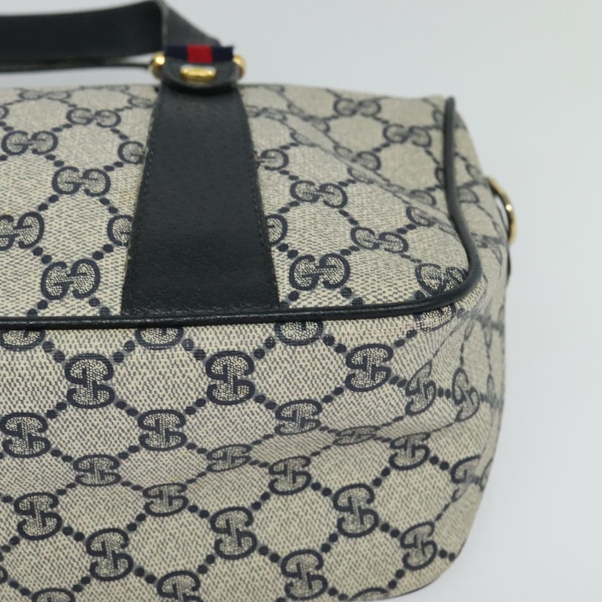 GUCCI GG Supreme Sherry Line Bag PVC 2way Navy Gold 39 02 040 Auth BA2475