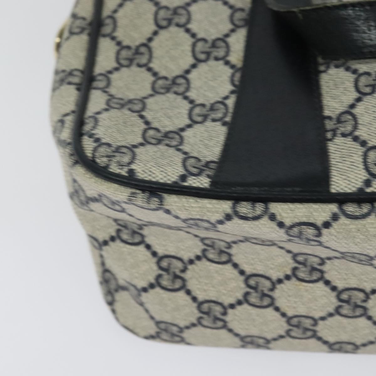 GUCCI GG Supreme Sherry Line Bag PVC 2way Navy Gold 39 02 040 Auth BA2475