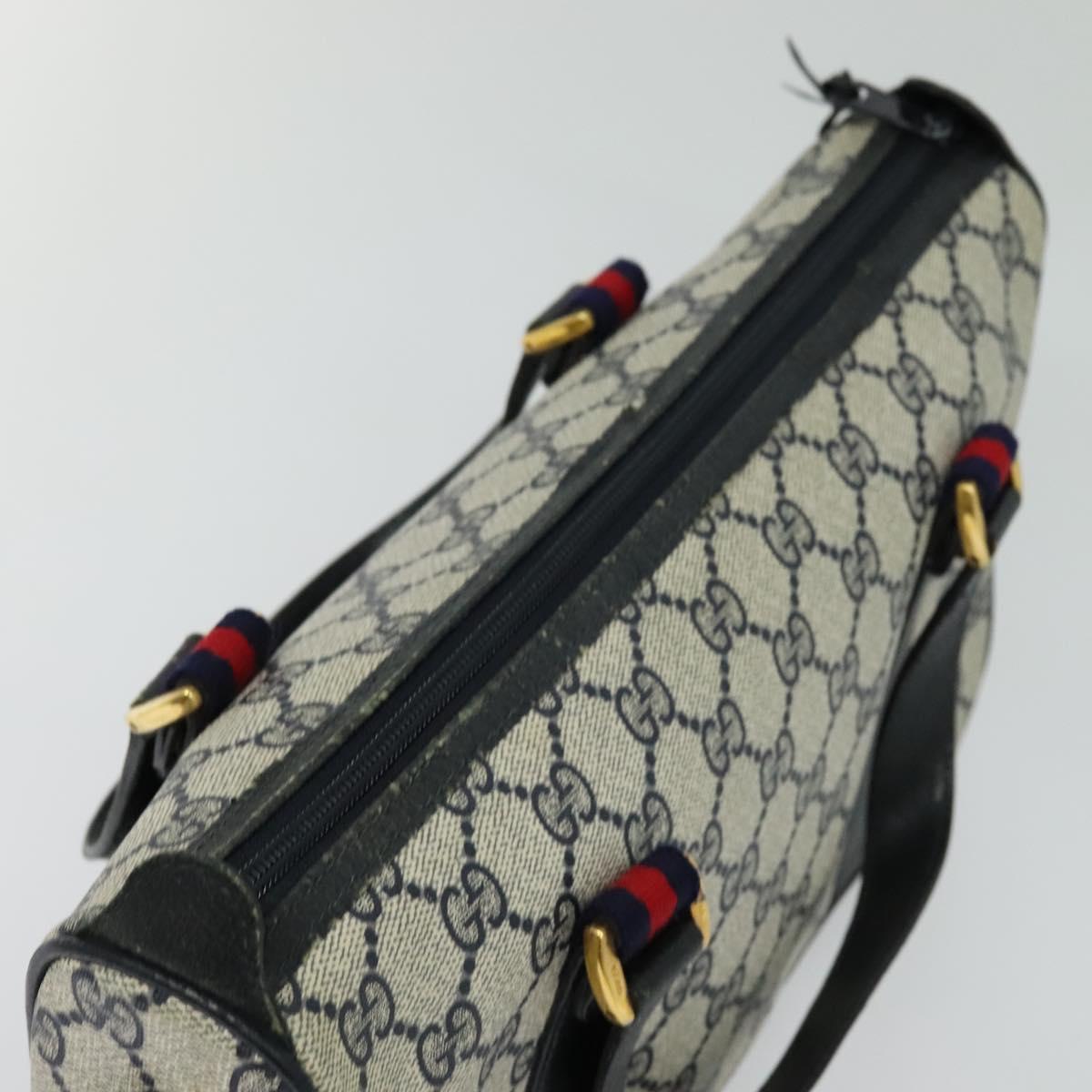 GUCCI GG Supreme Sherry Line Bag PVC 2way Navy Gold 39 02 040 Auth BA2475