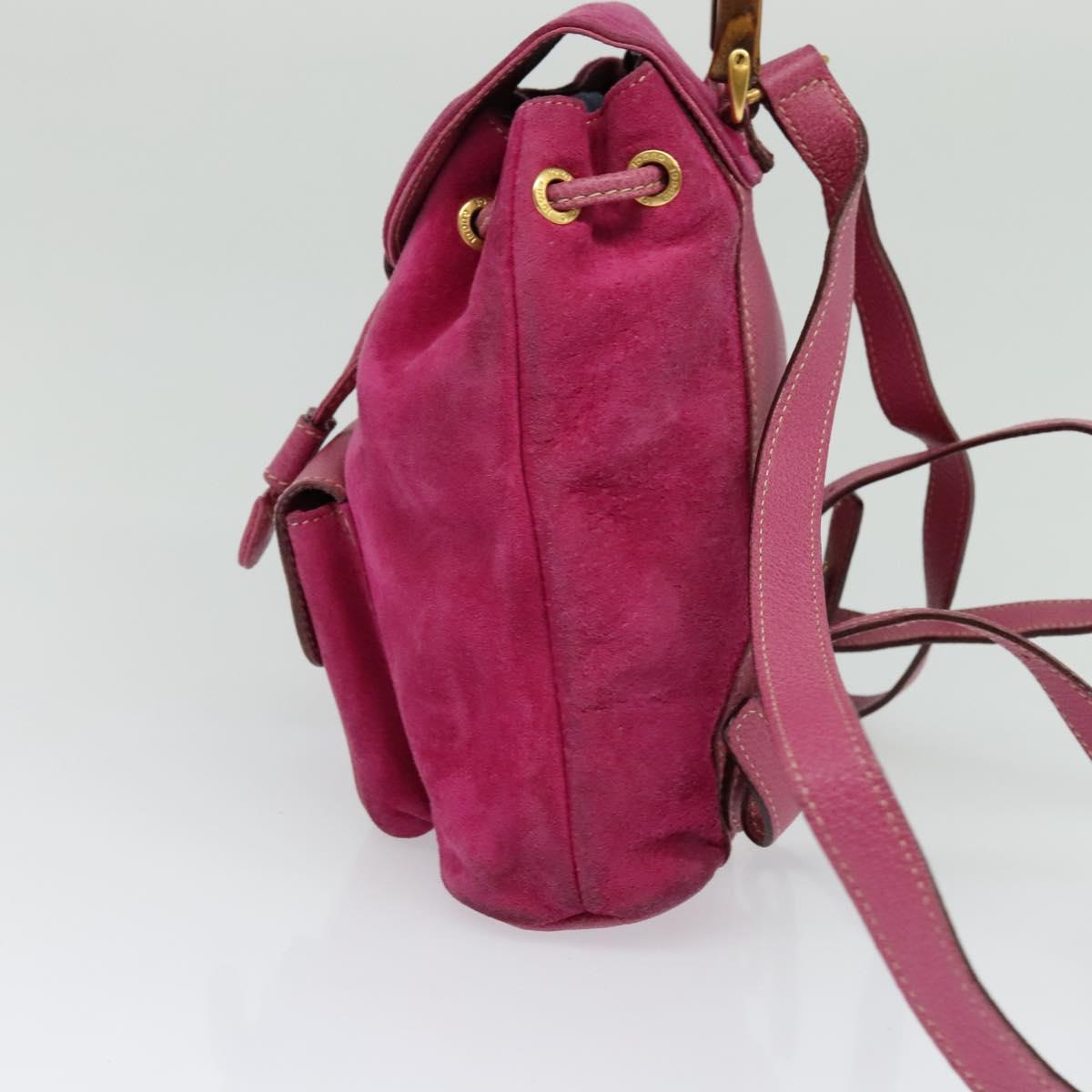 GUCCI Bamboo Backpack Suede Pink Gold 003 1705 0030 Auth BA2480