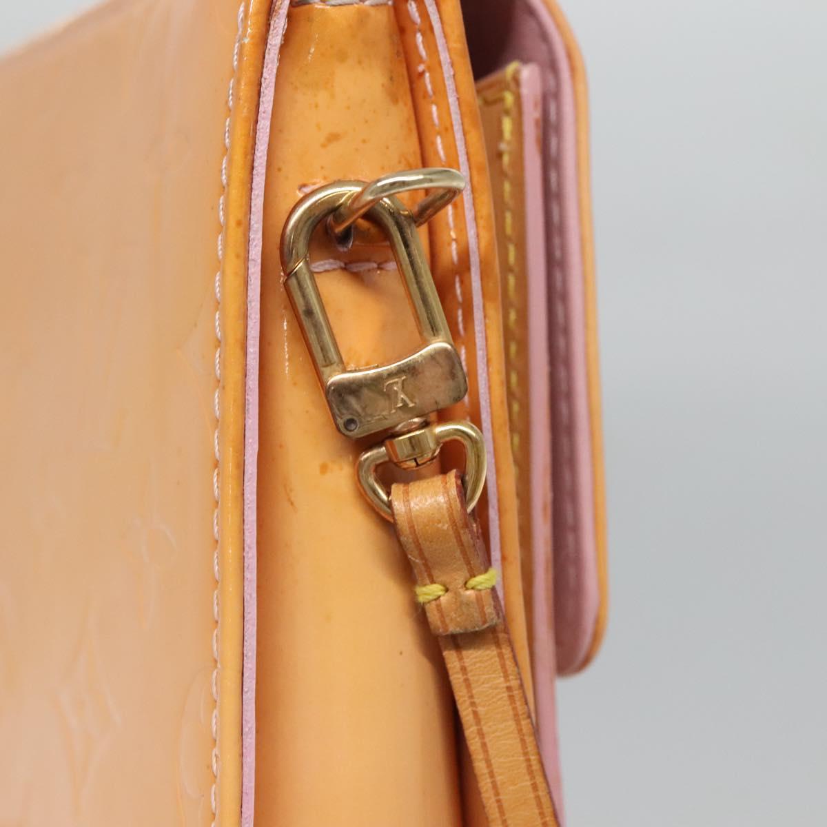 LOUIS VUITTON Monogram Vernis Motto Pouch Marshmallow Pink M91312 Auth BA2486