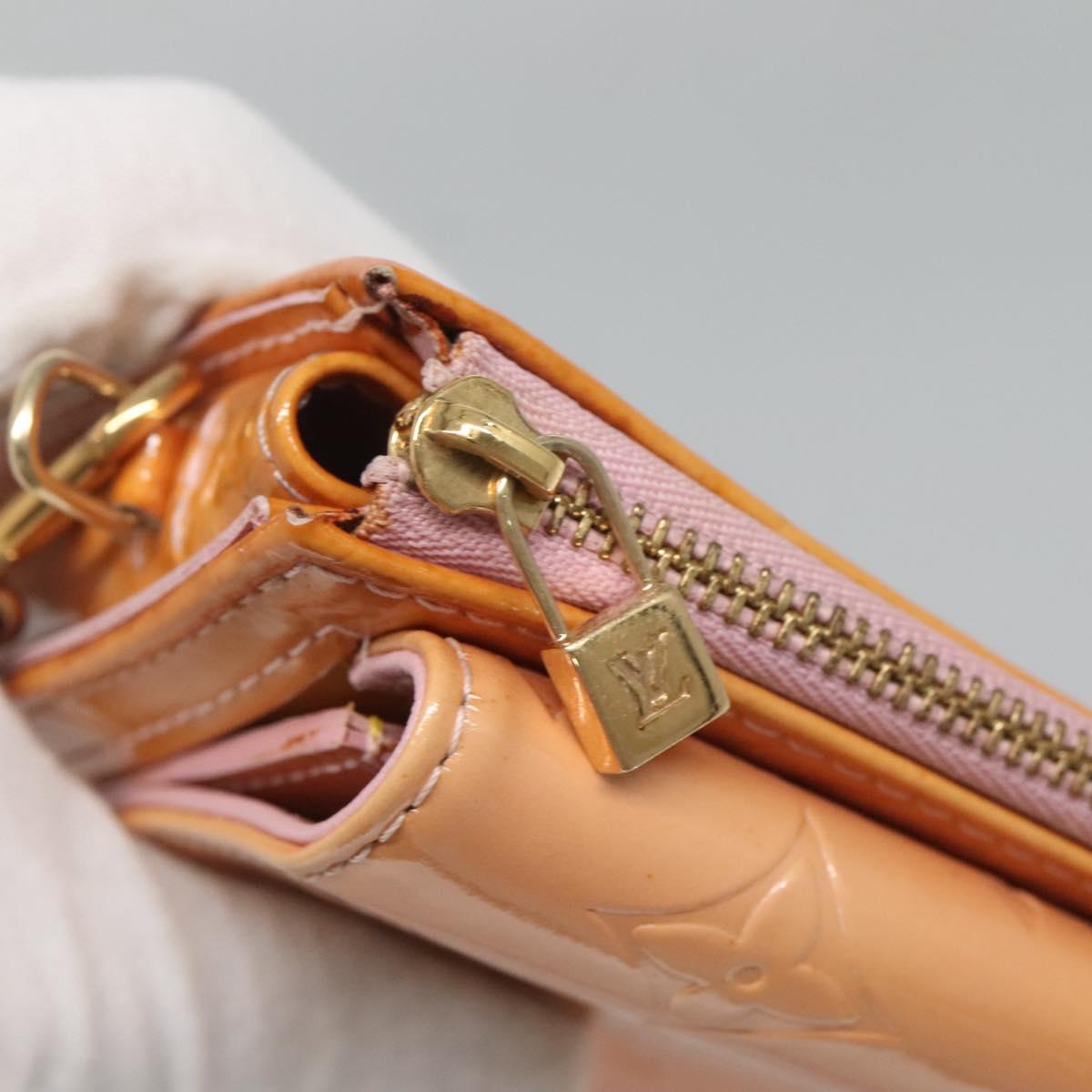 LOUIS VUITTON Monogram Vernis Motto Pouch Marshmallow Pink M91312 Auth BA2486