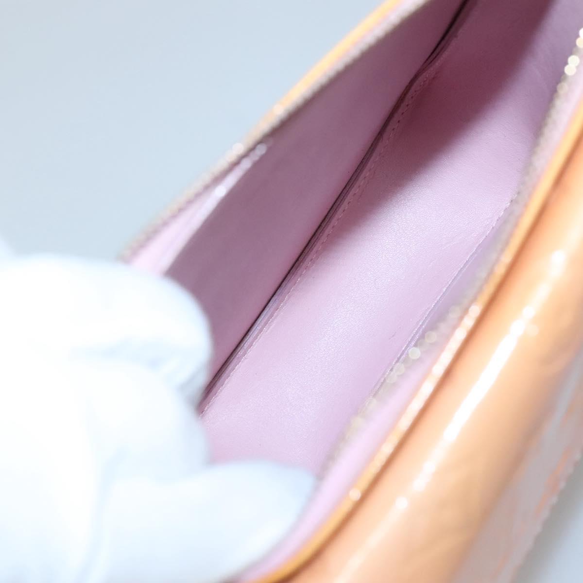 LOUIS VUITTON Monogram Vernis Motto Pouch Marshmallow Pink M91312 Auth BA2486