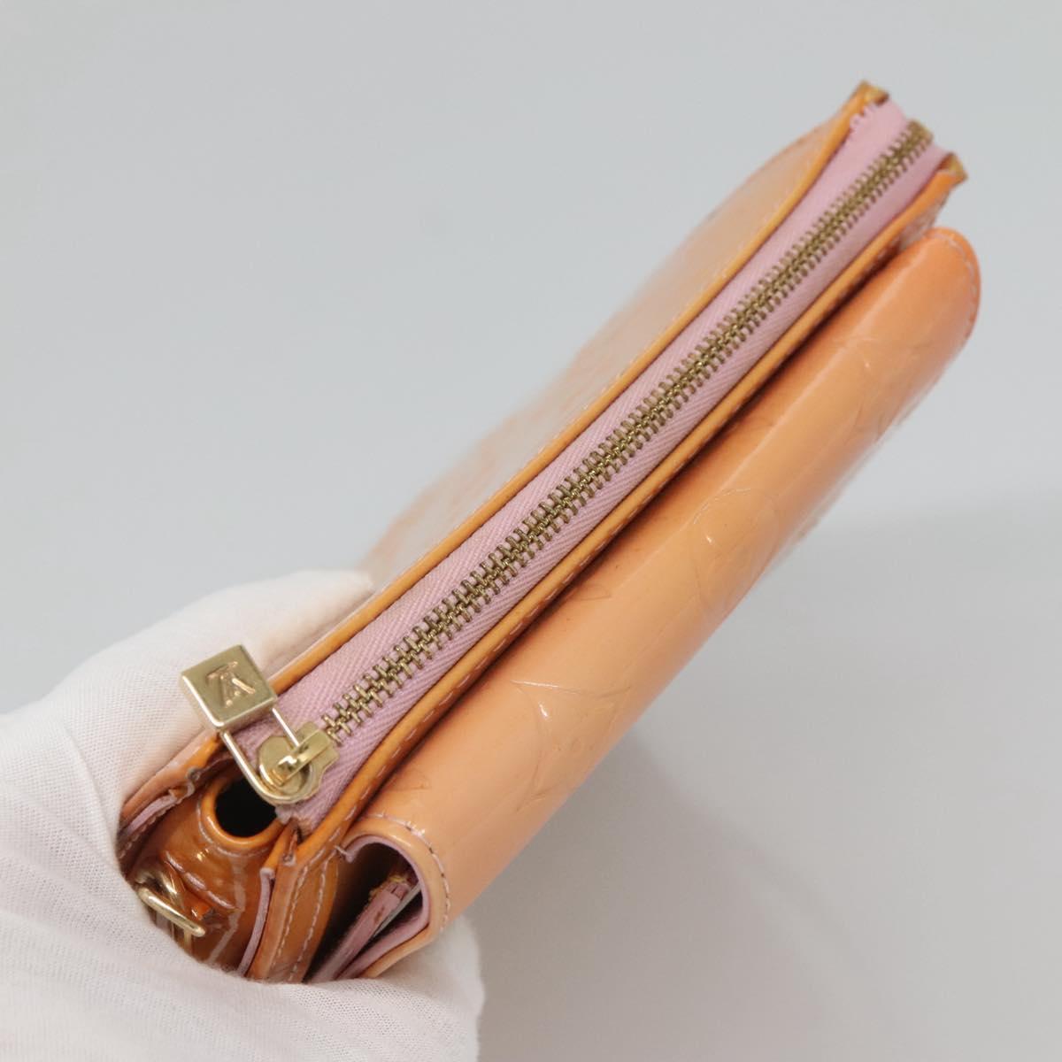 LOUIS VUITTON Monogram Vernis Motto Pouch Marshmallow Pink M91312 Auth BA2486