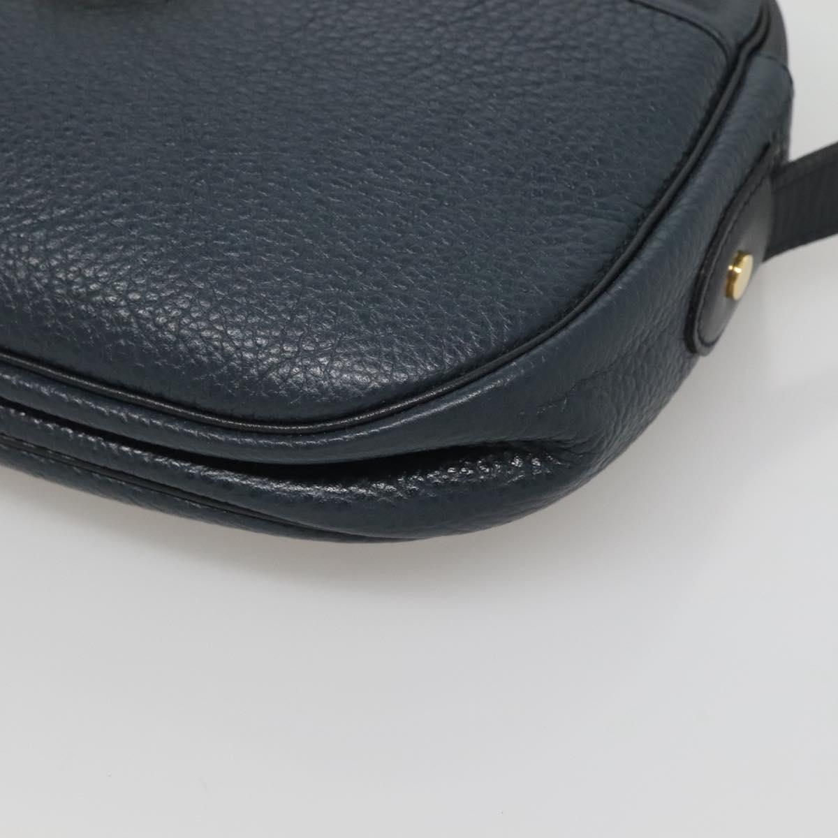 Christian Dior Shoulder Bag Leather Navy Gold Auth BA2504