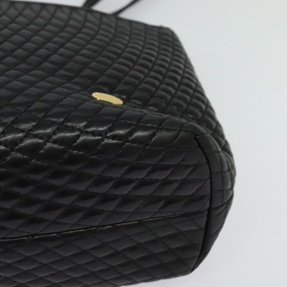 BALLY Shoulder Bag Leather Black Gold Auth BA2507