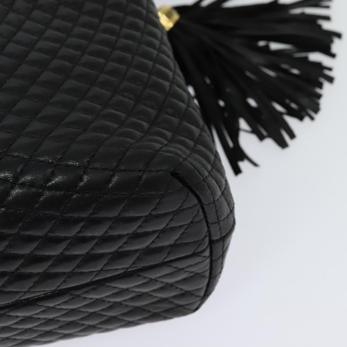 BALLY Shoulder Bag Leather Black Gold Auth BA2507