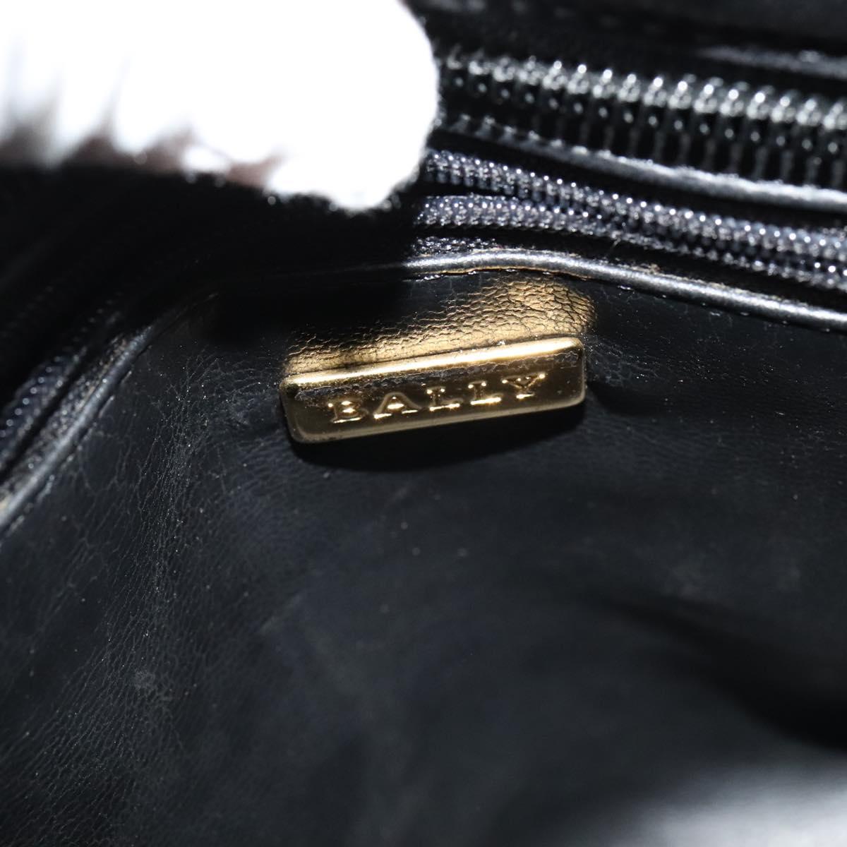 BALLY Shoulder Bag Leather Black Gold Auth BA2507