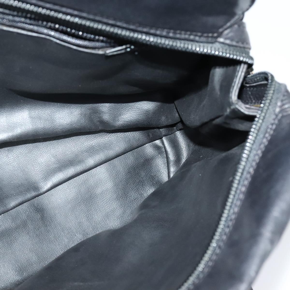 BALLY Shoulder Bag Leather Black Gold Auth BA2507