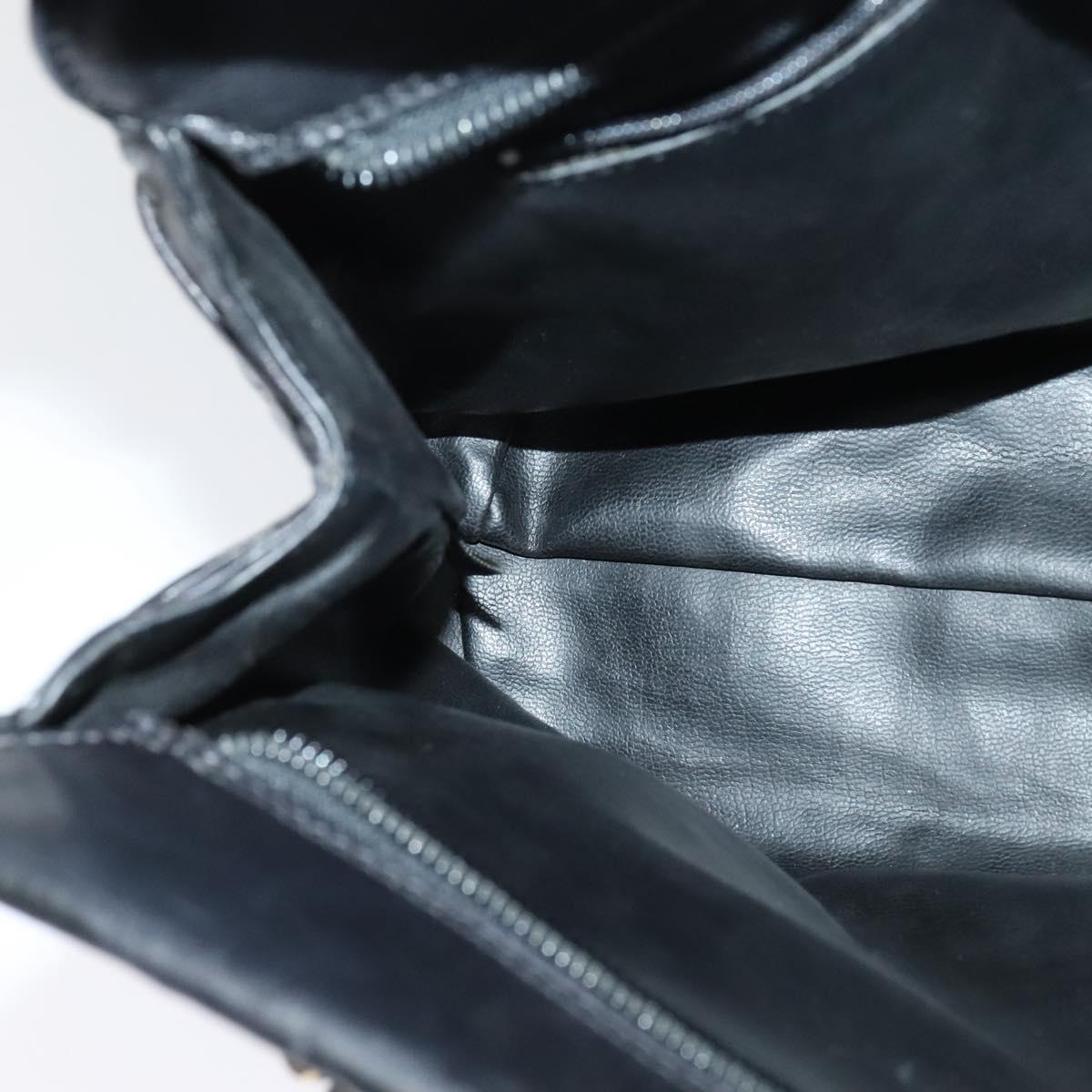 BALLY Shoulder Bag Leather Black Gold Auth BA2507