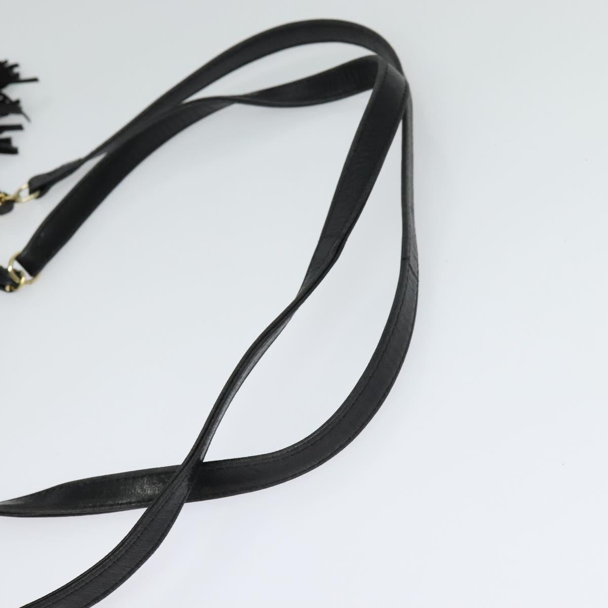 BALLY Shoulder Bag Leather Black Gold Auth BA2507