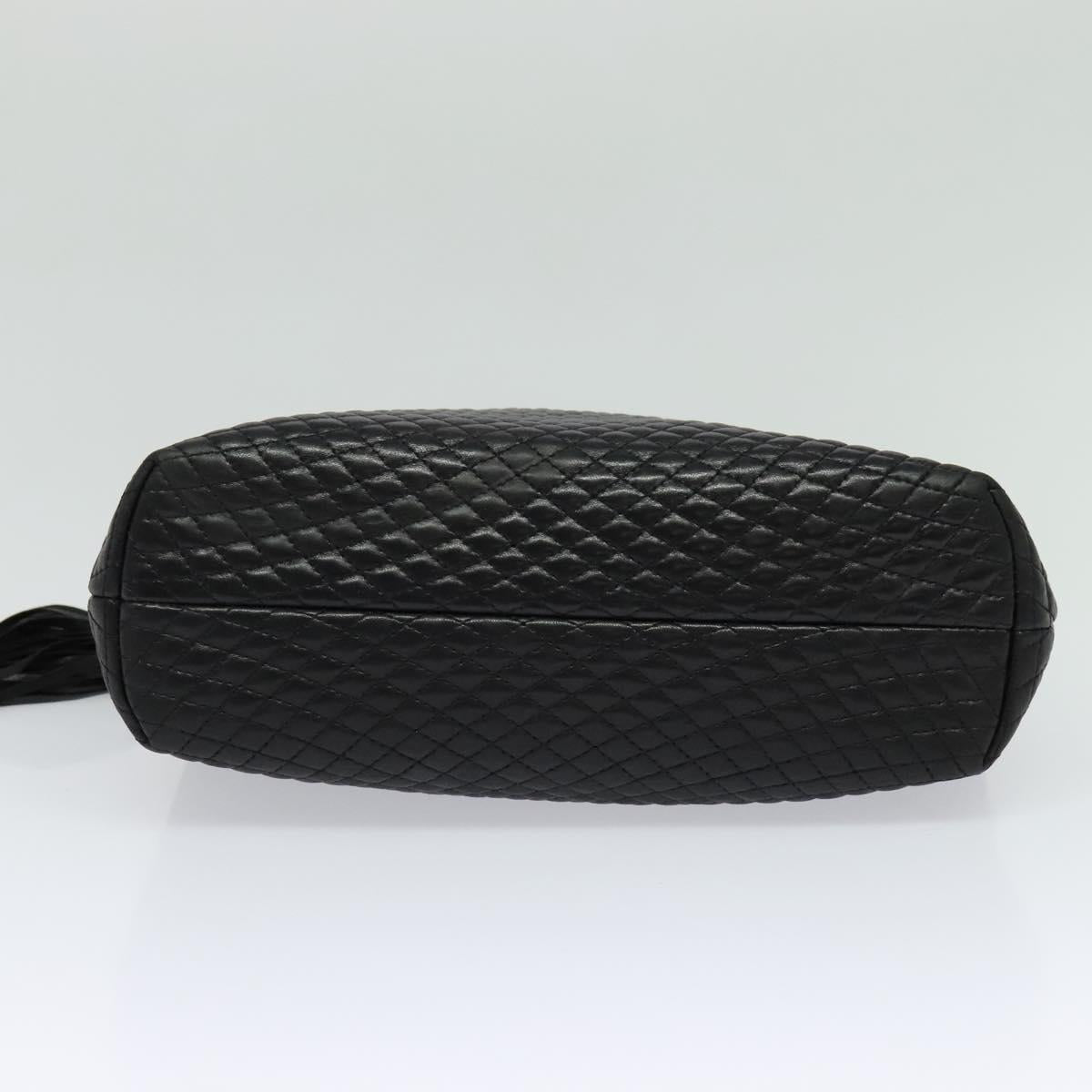 BALLY Shoulder Bag Leather Black Gold Auth BA2507