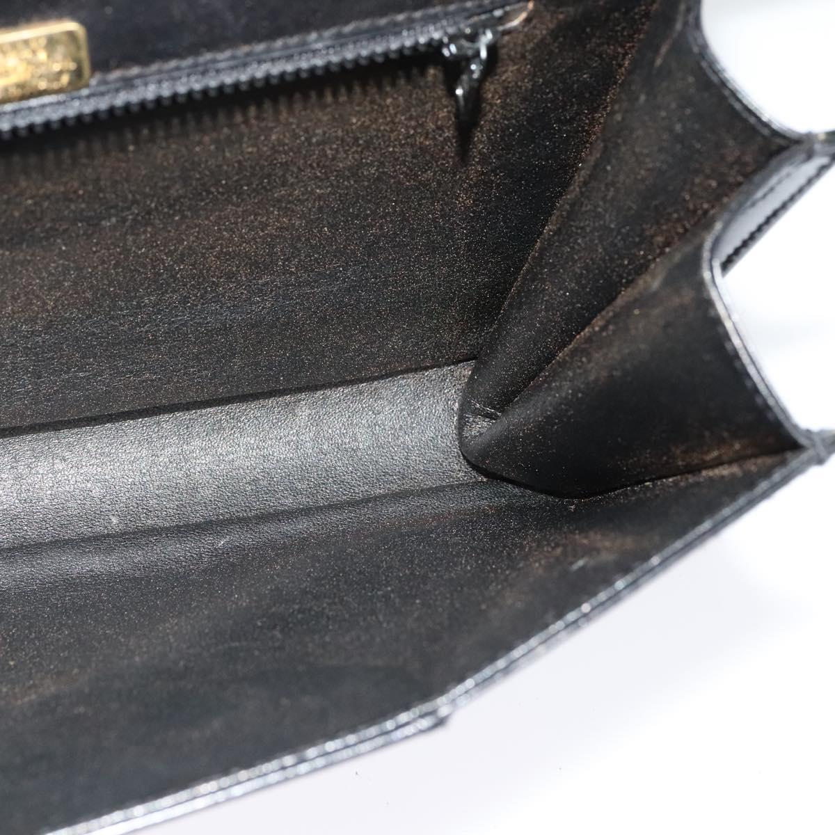 BALLY Shoulder Bag Leather Black Gold Auth BA2510