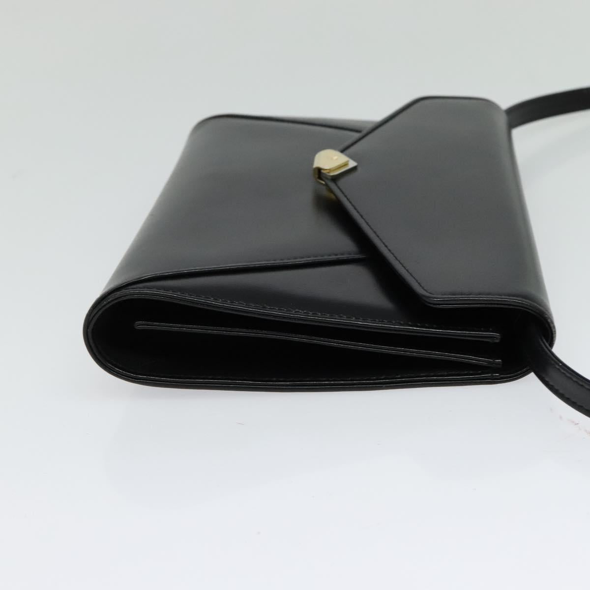 BALLY Shoulder Bag Leather Black Gold Auth BA2510