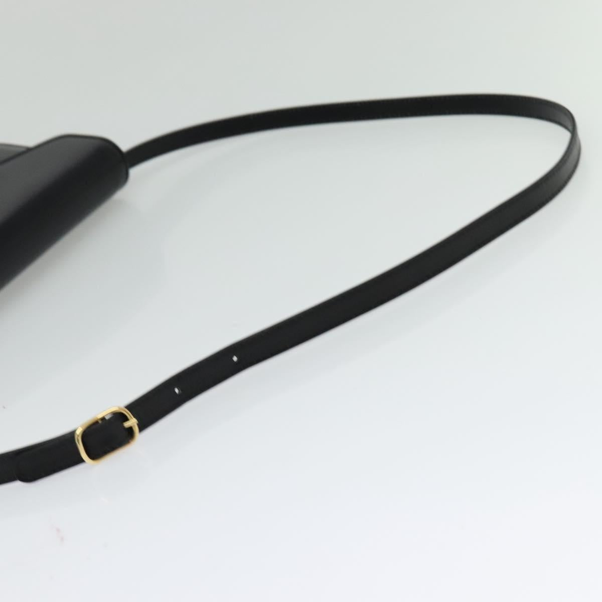 BALLY Shoulder Bag Leather Black Gold Auth BA2510